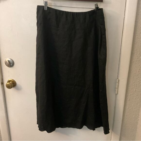 Sara Isabella Black.Linen A-Line Skirt 14 Lined Business Casual Corporate Siren - Picture 3 of 8